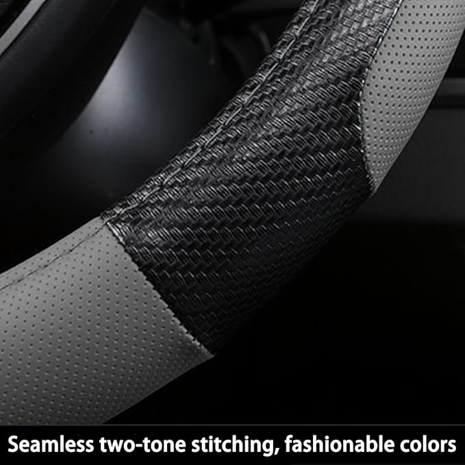 zipelo Elastic Stretch Steering Wheel Cover, Microfiber Breathable Ice Silk, Universal 15 Inch Anti-Slip Car Steering Wheel Protector, Warm in Winter and Cool in Summer for Women (Style1-Gray)