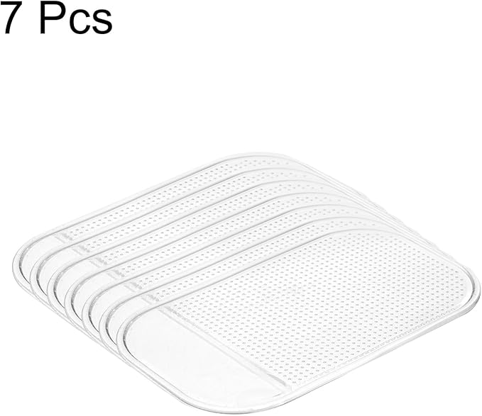 HARFINGTON 7pcs Car Dashboard Anti-Slip Mat 5.5" x 3" Universal Sticky Dash Pad Washable Reusable Car Non-Slip Mats for Phone Keys Sunglasses Electronic Devices, Transparent