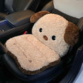 Cute Car Seat Cushion with Back Cartoon Plush Lumbar Support Pillow for Driving Seat Desk Chair Cushions for Cars Office Playroom Gaming Accessories Room Bedroom Decor