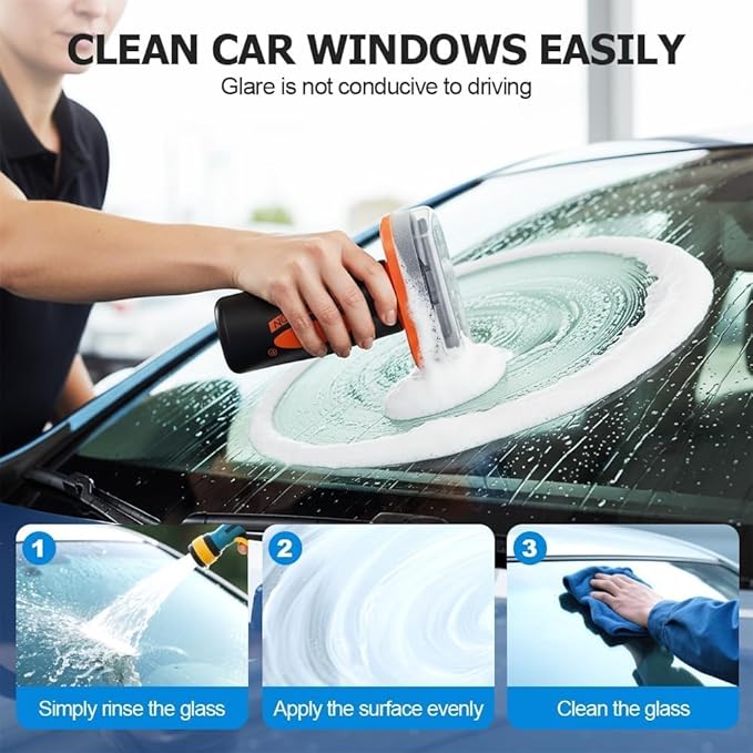 3 Packs Handheld Glass Oil-Film Remover, Car Glass Cleaner Oils Film Cleaning Brush, Q4 Glass Guard Windshield Cleaner & Oil Films Remover Emulsion Coating for Cars Window, Crystal Clear View