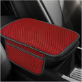 Car Center Console Cover, Cooling Auto Armrest Cushion Pad with 2 Storage Bags, Breathable Elbow Pillow Middle Console Protector, Universal Vehicle Interior Accessories (Red)
