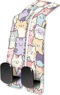 NUGGHU Car Seat Headrest Hook, Universal Leather Cute Hanger Holder Hook, Storage Organizer Interior Accessories for Purse Bags Handbag Colorful Cute Cats