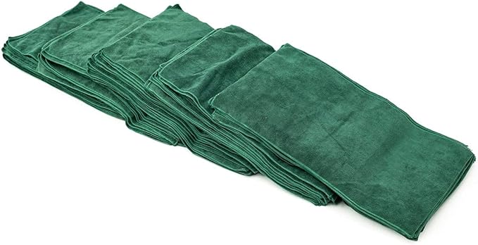 The Rag Company - Car Wash Towel - Professional Microfiber Auto Detailing and Drying Towels, Lint-Free, Streak-Free, Great for General Cleaning, 320gsm, 16in x 27in, Dark Green (Wholesale Case of 125)