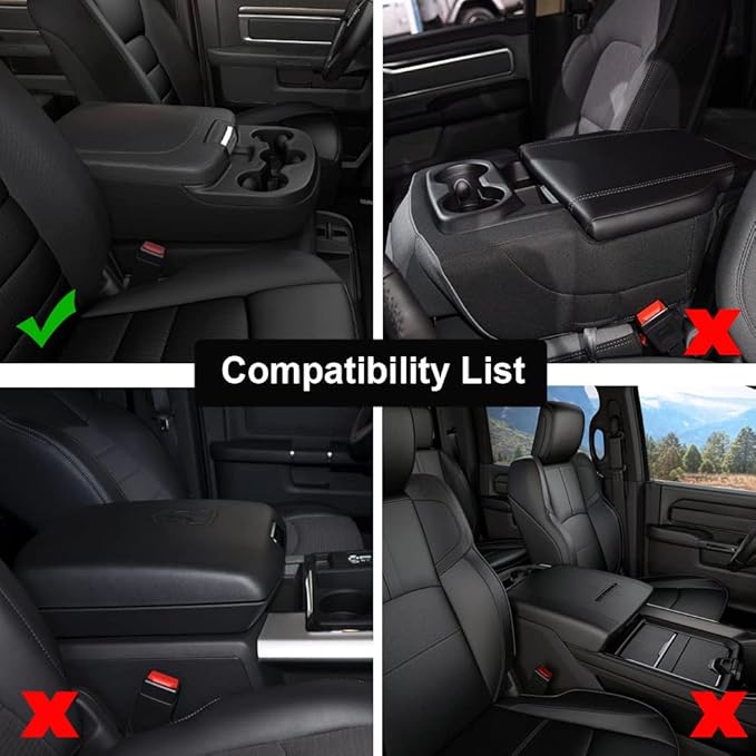 GIANT PANDA Custom Fit Console Cover for 2013-2018 Ram 1500 & 2013-2024 Ram 2500/3500/1500 Classic Model Jump Seat Console - Neoprene Armrest Center Cover - Full Protection - Black
