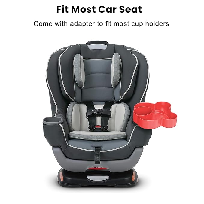 BlueOrigin Car Seat Snack Tray - Travel Tray for Kids Car Seat, Stroller, Booster and Anywhere with a Cup Holder, Toddler Road Trip Essentials Food Plate for Snacks, Toys, Entertainment (Red)