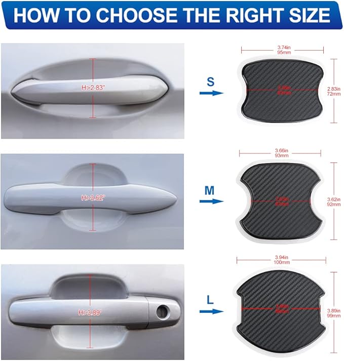 JDMON Car Door Handle Cup Scratch Protector, 4Pcs TPU Carbon Fiber Texture Door Bowl 3D Sticker Universal Fit Door Handle Paint Cover Guard (L)