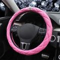 Colorful Universal 15Inch Car Steering Wheel Covers Women Leather Steering Cover Cute Steering Wheel Protector (Candy-Pink)
