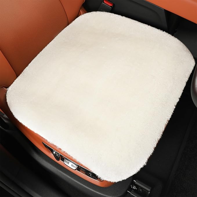 Fluffy Car Seat Cushion, Soft Comfort Faux Fur Seat Pad, Universal Driver Seat Cover, for Car Seats, Office Chairs, Home (1Pieces, White)