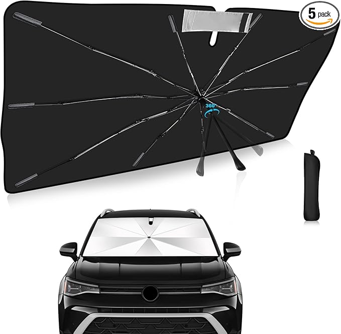 2025 Upgrade Windshield Sun Shade Umbrella Custom Fit for Volkswagen taos 2022-2025 Foldable UV Protection Car Cover, Emergency Rain Shield & Dashboard Protector - Durable Auto Accessory