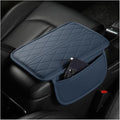 Car Center Console Cover, Leather Vehicle Armrest Seat Box Pad Cushion with 2 Storage Bags, Automotive Interior Arm Rest Protector Accessories, Universal for SUV, Sedan, Truck (Blue)