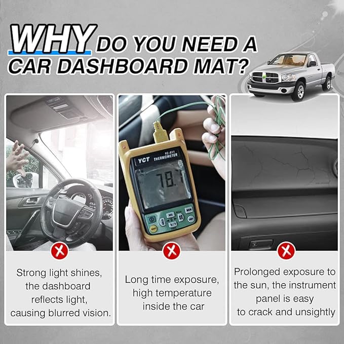 CARTIST Dashboard Cover Fits for 2002-2005 Dodge Ram 1500 and 2003-2005 Dodge Ram 2500 3500 Accessories Dash Cover Mat Non-Slip Pad Carpet Sunshade