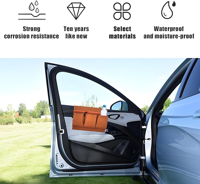 Mandark Car Window Armrest Storage Box, Leather Vehicle Side Door Organizer with Multiple Pockets, Comfortable Automotive Arm Elbow Rest Pad Bag Accessories, Universal for Most Cars (Brown)