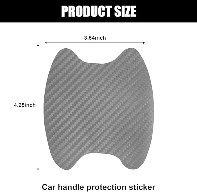 4PCS Car Door Handle Cup Stickers - Carbon Fiber Scratch Auto Door Protective Film, Non-Marking Bowl Protector - Universal for Most Cars, SUV, Van (Silver)