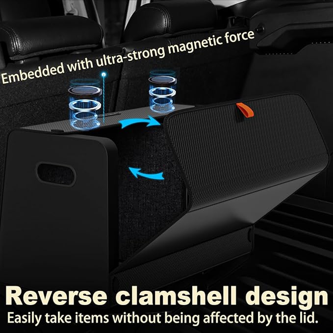 XDV Trunk Organizers, Car Organizers, Storage Solutions, and Car Storage Organizers for SUVs, Sedans, Back Seats, and Luxury Vehicles with Lid, Leather, Small, Large (Carbon Fiber, M)