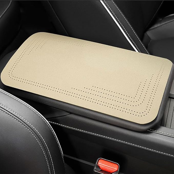 Center Console Cover for Volvo XC70 1997–2016 P2/P3,Auto Armrest Cushion,Car Arm Rest Lid Protector,Middle Console Pad,Automotive Interior Accessories,Beige-19.5X32CM