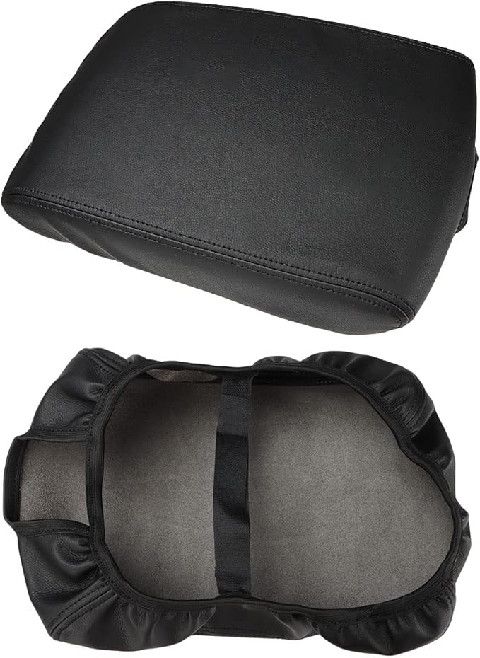 INTGET Center Console Armrest Cover for Chevy Traverse Accessories 2018-2023 2019 2020 2021 2022 Leather Middle Console Lid Pad Protector Elbow Arm Rest Covering Car (Black with Black Stitches)