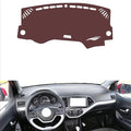 Leather Dashboard Cover Compatible with KIA Morning 2013-2019,Dash Board Cover mat Anti-Slip Sun-Proof and dust-Proof(Brown)