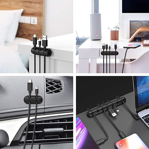 Cord Organizer, Cable Clips Cord Holder, Cable Management USB Cable Power Wire Cord Clips, 2 Packs Cable Organizers for Car Home and Office (5, 3 Slots)