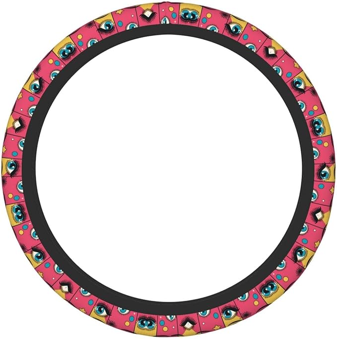 Colorful Eyes Art Neoprene Steering Wheel Covers Women Men Car Accessories, Universal 15 Inch Fit Auto, Suvs, Truck