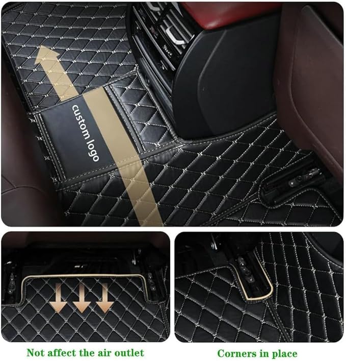 Custom Personalized Floor Mats for Cars，Luxury Full Coverage All Car Floor Mats，Anti-Slip Leather Car Mat Set ，Custom Floor Mats for 99% of Cars, Trucks & SUVs. (Blue and Black)