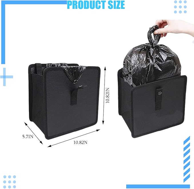 Car Trash Can, Foldable Hanging Multipurpose Vehicle Garbage Bag for Seat Console, Waterproof Collapsible Auto Interior Trash Bin Storage Organizer, Universal for Truck SUV RV (Large)