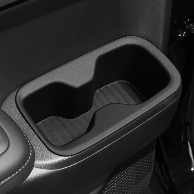 LUCKEASY 2PCS 2nd Row Door Side Cup Holder Insert for Hyundai Santa Fe 6/7 Seat 2024 2025 2026 Rear Drink Limiter Interior Accessories TPE Black