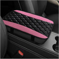 Car Center Console Cushion Pad, 12.6"×7.5" Waterproof Leather Armrest Seat Box Cover Protector, Soft Comfortable Anti-Scratch Arm Rest Console Pad for Most Cars Trucks SUVs (Pink)