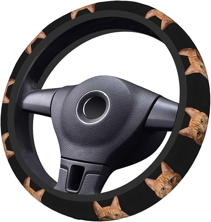 Orange Cat Universal Fit Steering Wheel Cover for Car, Truck, and SUV, Durable Steering Wheel Protection