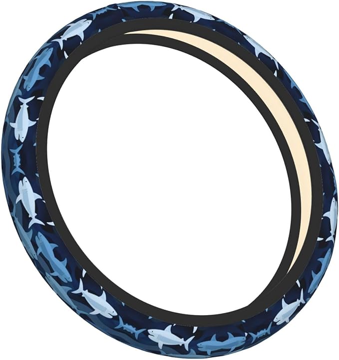 Neoprene Steering Wheel Cover Cute Shark Print Car Steering Wheel Cover Universal Fit for Most Cars