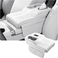 Car Armrest Storage Box for Infiniti QX60 2013–2025 2020 2021 2022 2023 2024, Sport-Style Center Console Organizer with Side Pocket, PU Leather Armrest Cushion, Elbow Support Pad,B White
