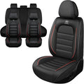 Iceleather Car Seat Covers for Ford Edge 2007-2025,Waterproof Soft Breathable PU Leather Seat Cover with Storage Pockets(Black&Red,Full Set)