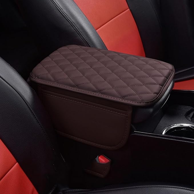Arm Rest Cover Car for Audi A6 Avant 4G C7 2011 2012 2013 2014 2015 2016 2017 2018, Car Center Console Cushion Pad Comfortable Protector Waterproof Car Accessories,Brown