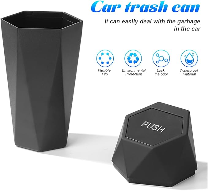 Car Trash Can with Lid, Leakproof Mini Essential Vehicle Garbage Organizers, Multipurpose Automotive Garbage Storage Organizer Bin Accessories, Universal for SUV, Sedan, Truck