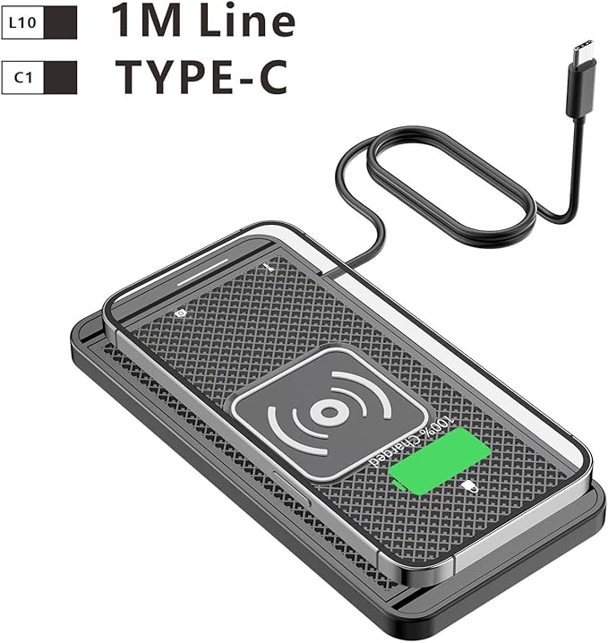 Car Charger for Hyundai Tucson Palisade Venue Veracruz Santa Fe 2020-2026, Non-Slip Dashboard Phone Charger Mat, Type C/USB Fast Car Charging Pad, Car Interior Accessory,1M-Type C