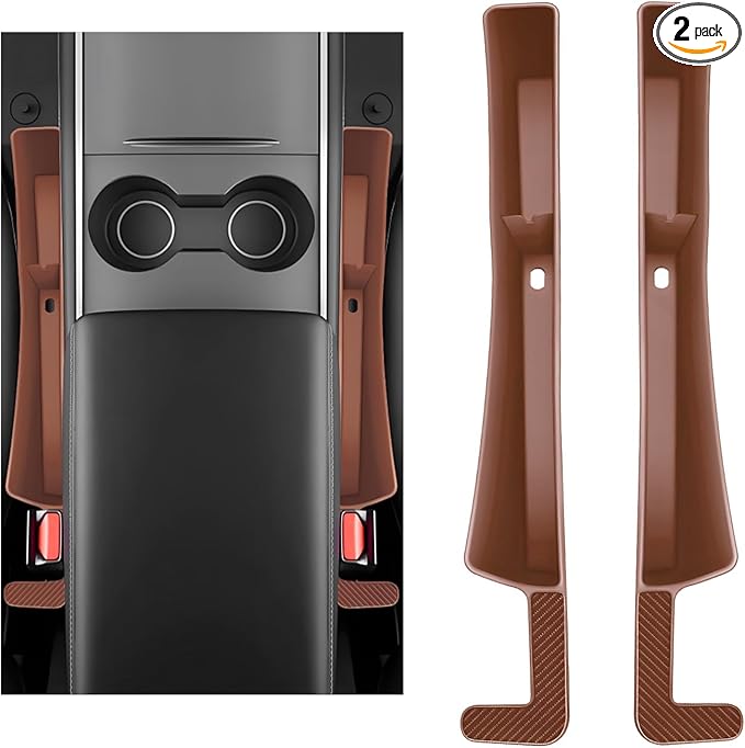 2PCS Car Seat Gap Filler, Automotive Seat Organizer Fill The Gap Between Seat and Console, Universal Car Gap Seat Storage for Phone Wallets and Keys, Car Accessories (Brown)