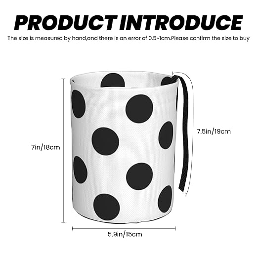 Polka Dot Black White Car Trash Can Leak Proof Hanging Waterproof Garbage Can Multipurpose Trash Bin for Car SUV Front Seat Headrest Collapsible and Portable Storage Pocket