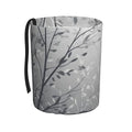 Car Trash Can Hanging, White Silhouette Branch Grey Gradient Several Waterproof Auto Garbage Bin Universal Vehicle Waste Container, 3.5L Capacity