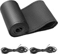 BELINOUS Universal Leather Car Steering Wheel Cover, Stitch On Wrap (Size S2, Black)