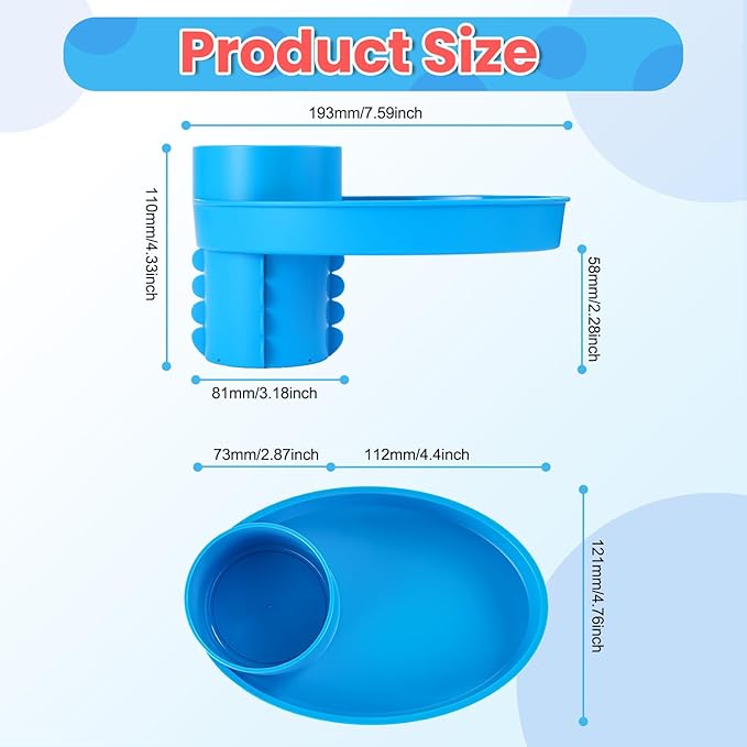 Car Seat Tray - for Cup Holders in 2.5”-2.8”,Easily Expands Snack Tray Cup Holder Tray into 360° Cup & Travel Tray for Kids Car Seat, Booster, and Stroller (Blue)
