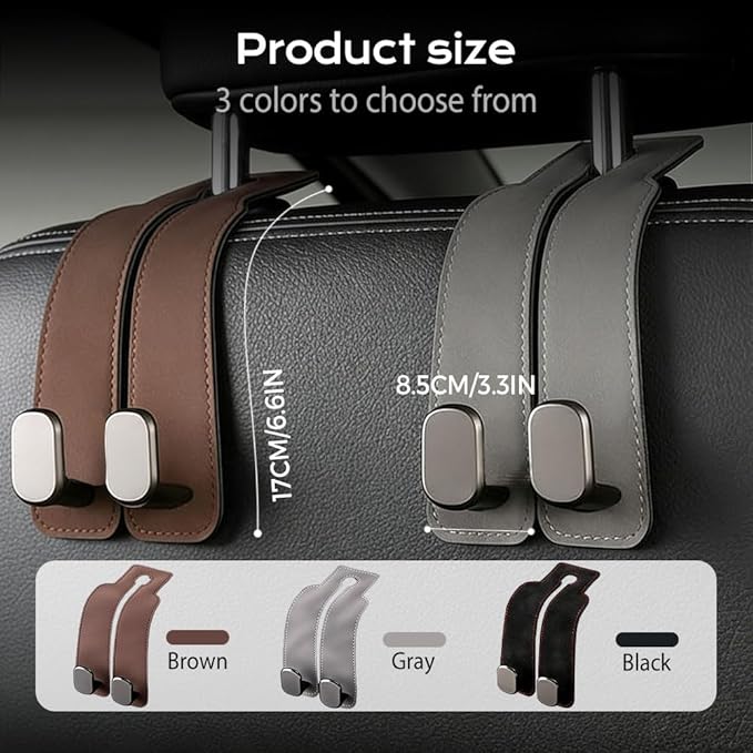 2026 Car Headrest Storage Hooks - Universal Backseat Hanger Organizer for Handbags & Grocery Bags (4, Black)