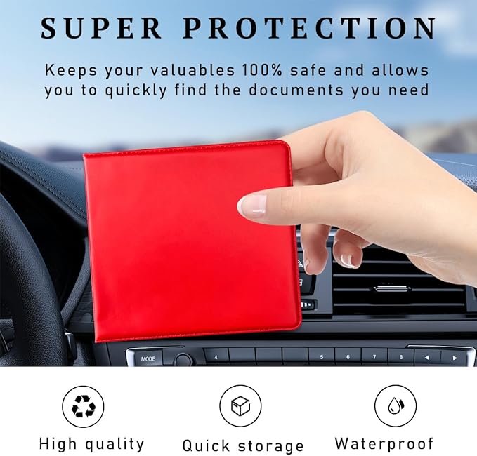 4 PCS Car Registration and Insurance Holder, 10.6''×4.8'' Essential Auto Card Glove Box Organizer with Closure, Vehicle Interior Accessories Perfect for Documents, Cards