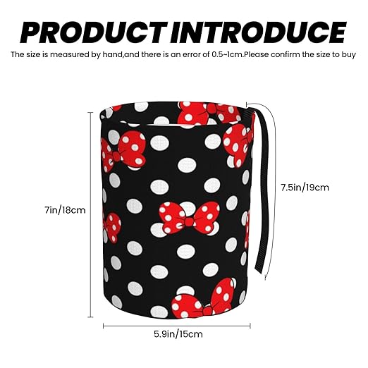 Cute Red Bow Polka Dot Car Trash Can Garbage Cans Foldable,Small Hanging Car Organizer Storage Bag Leak Proof, Auto Back Seat Trash Bin Universal for Truck, SUV, Outdoor Travel