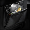 Smart LED Car Trash Can, Magnetic Leather Passenger Side Storage Pocket with Disposable Rubbish Bags, Waterproof Garbage Bag Multipurpose Hanging Container for Back Seat (Black)
