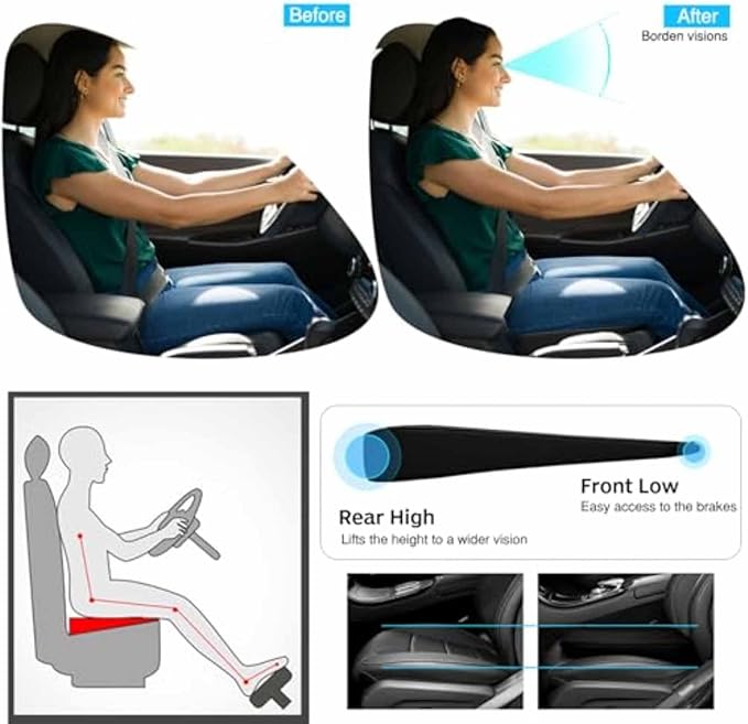 Car Seat Cushion for Ford F150(7seats) 2017-2023, Nonslip Driving Comfort and Breathable Lumbar Support Pad Sciatica and Back Pain Relief,Red-6 cm