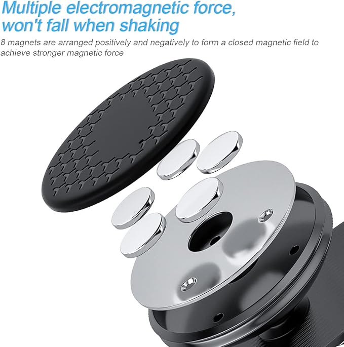 Magnetic Phone Mount for Car, 360°Adjustable Universal Cell Phone Holder for Car Air Vent Mount Fits 3-7 inch Mobile Phone and More Devices (Black)