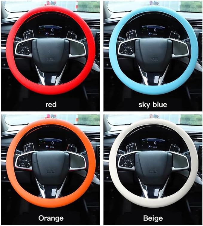 GLIART Steering Wheel Cover, Cool Non-Slip Silicone Universal Car Protector Material, Easy Install, Anti-Slip Design, Comfortable Fit, Black