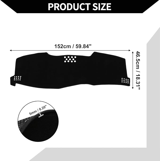 Dash Cover for Toyota Avalon Limited/XL/XLS 2005-2010 / Center Console Dashboard Cover/Non-Slip Polyester Silicone 59.84"x18.31" / 1Pcs Black