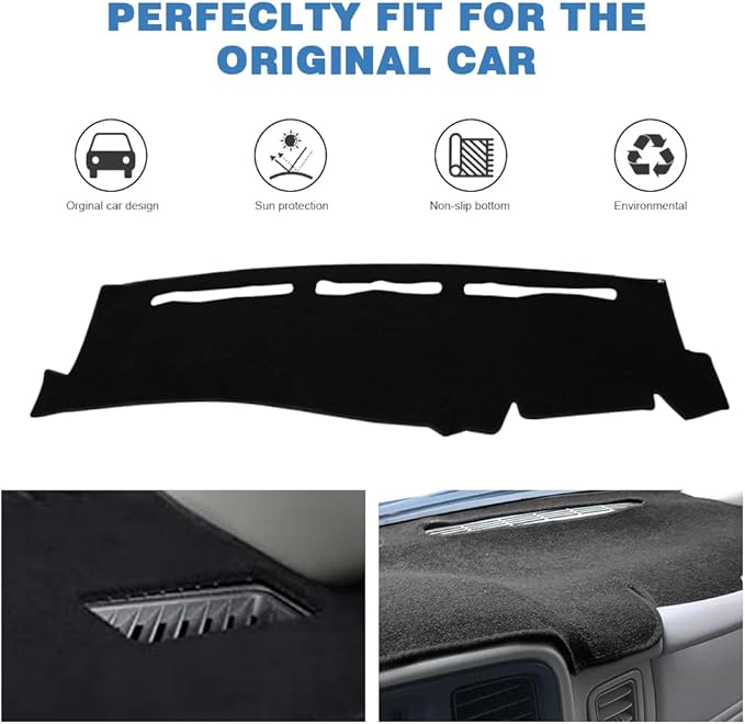 Dashboard Cover Compatible with 1999-2006 Silverado 1500 2500 3500 GMC Sierra Pickup 2000-2006 Avalanche Tahoe Suburban GMC Yukon Dash Cover Mat Black Premium Carpet