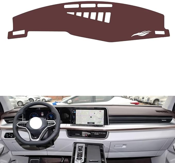 generic leather dashboard cover Compatible with VW TAVENDOR（NO HUD） 2023-2024，dash cover, Non-Slip Dash Cover, Dash mat Dashboard Cover, Interior Dash Covers, brown