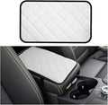 Car Center Console Cushion Pad, Comfortable PU Leather Vehicle Armrest Seat Box Cover, Waterproof Automotive Interior Arm Rest Protector Accessories, Universal Fit (White)